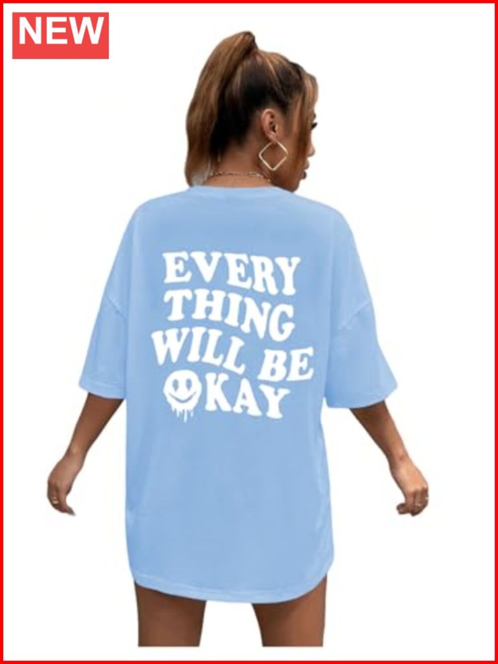 Oversized Graphic V-Neck Tee Soft Stretchy Half Sleeve Casual Summer Top